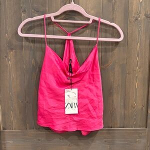 ⭐️5/$20Zara Fuchsia Satin Cowl Neck Top